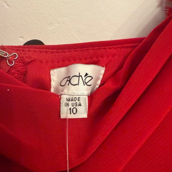 Cache Red Lace Cap Sleeve Cocktail Dress Ruched Bodycon Party NWT‎ Size 10 - Picture 3 of 5